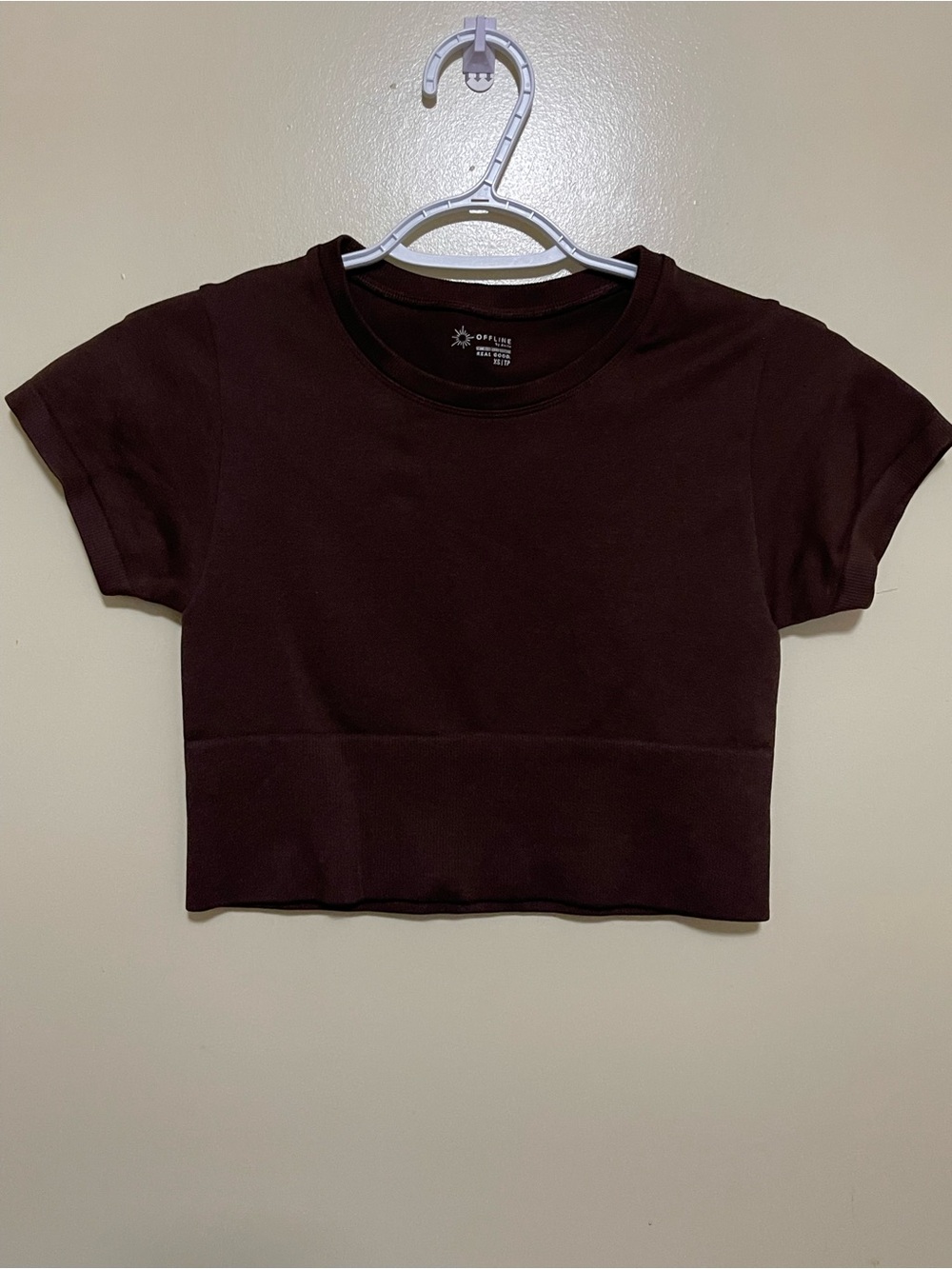 aerie Ribbed Crop Tee - Dark Brown
